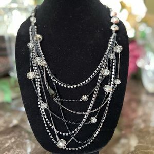 J. Jill Multi-Strand Black and Gunmetal Necklace w/ Faceted Beads and Stones